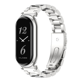 Металлический ремешок Mijobs на Mi Band 8 (round mount, silver)