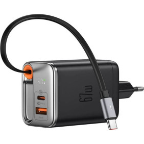 Адаптер Mcdodo Mini GaN Charger 1C1A 67W with Retractable Cable (чёрный)