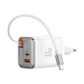 Адаптер Mcdodo Mini GaN Charger 1C1A 67W with Retractable Cable (белый)